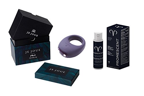 Je Joue Mio Cock Ring with 5 vibration speeds comes with Promescent Prolonging Delay Spray for Men (Purple)